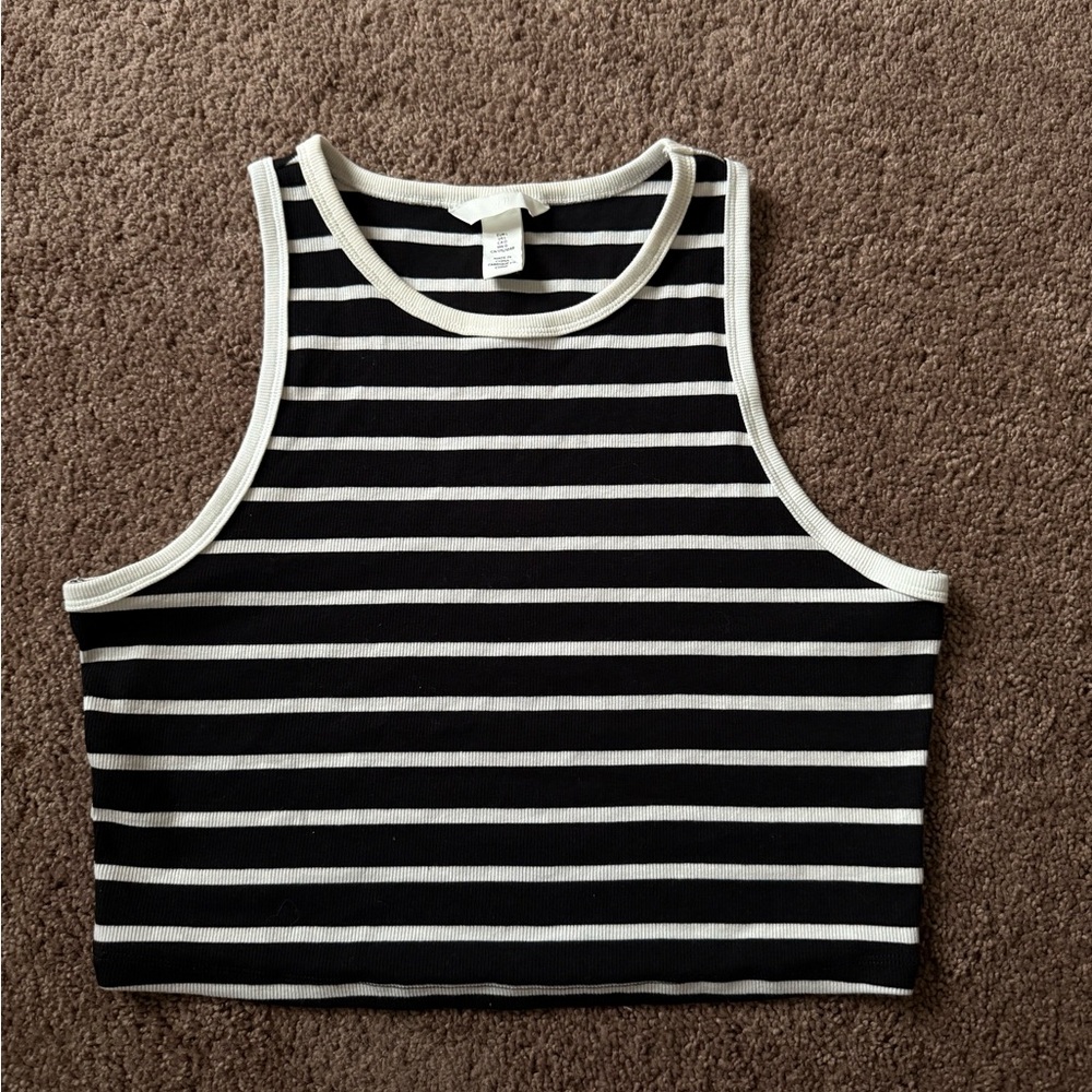 H&M Black and White Striped Tank Top